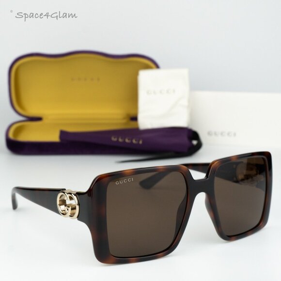 BRAND NEW Gucci GG1692S 002 Havana Brown Square Women Sunglasses GG 1692S - Picture 3 of 10